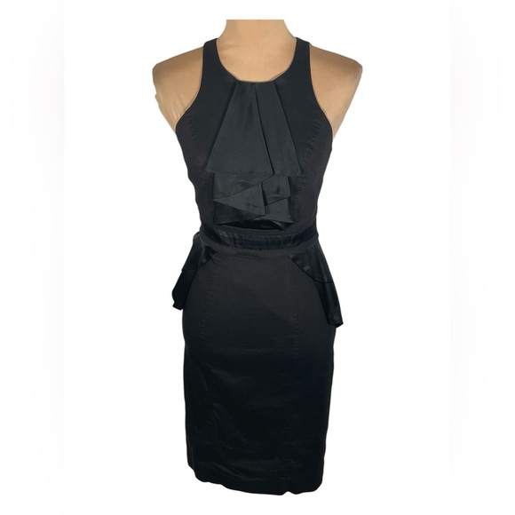 BEBE~ Elegant Black Sleeveless Dress Size 4 ( Fabric Imported From Italy 🇮🇹 ) - Picture 1 of 9